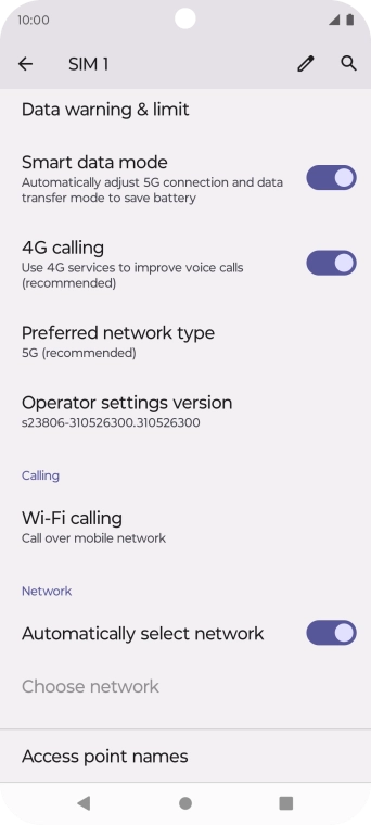 Press Preferred network type.
