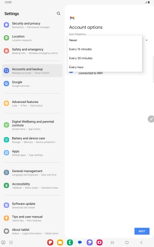 Press the required setting.