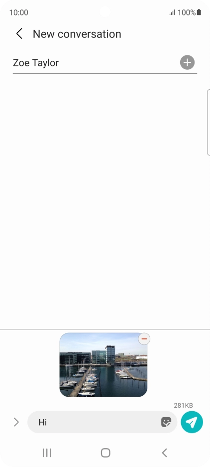 Press the send icon when you've finished your MMS.
