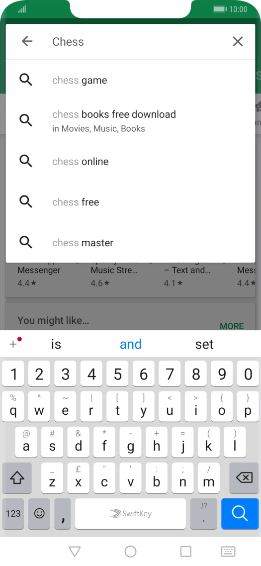 Key in the name or subject of the required app and press the search icon.