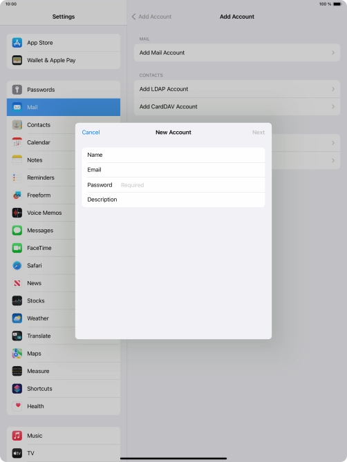 Press Password and key in the password for your email account.