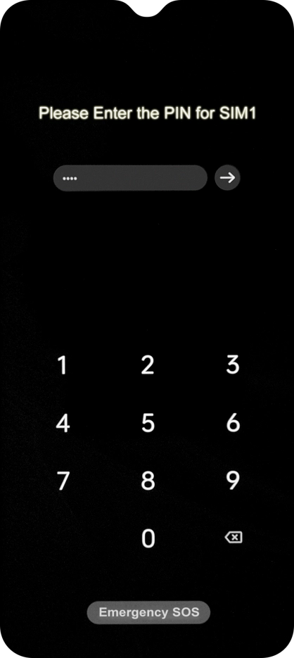 If your SIM is locked, key in your PIN and press arrow right. The default PIN is 1111.