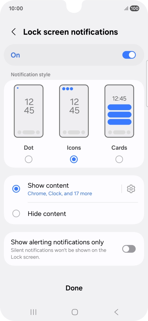 Press the required settings to turn them on or off.