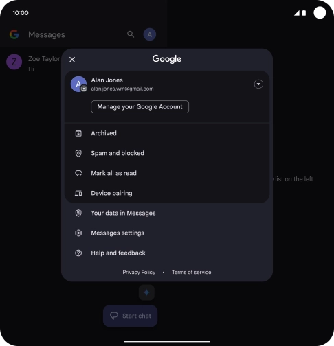 Press Messages settings.