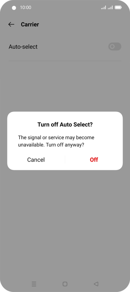 Press Off to turn off the function and wait while your phone searches for networks.