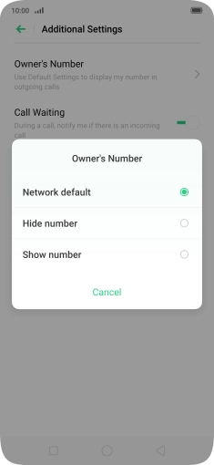 Press Show number to turn on caller identification.