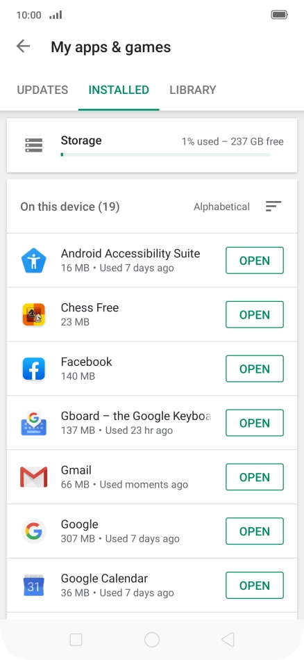 Press the required app.