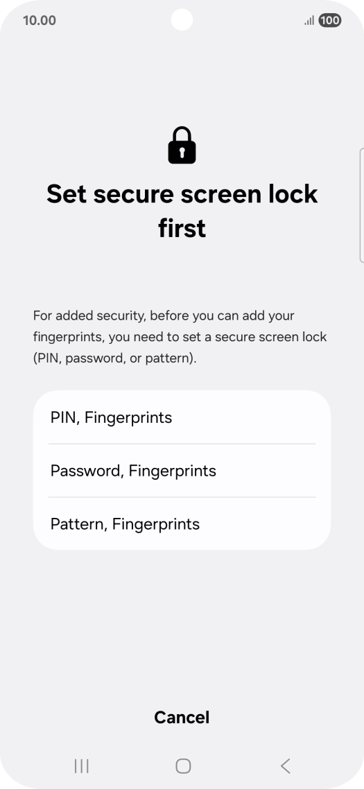 Press the required phone lock code and follow the instructions on the screen to create an additional phone lock code.