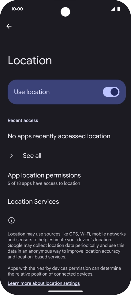 Press App location permissions.