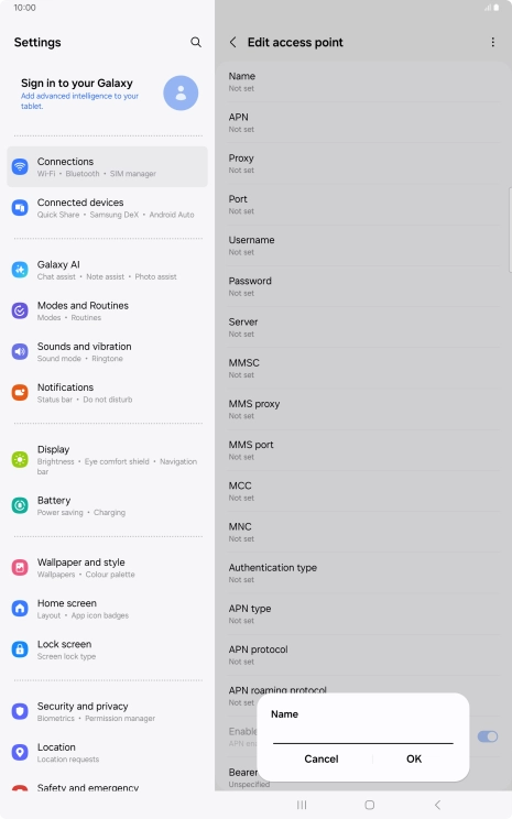 Key in EE Internet and press OK.