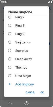 Press Add ringtone and go to the required ring tone.