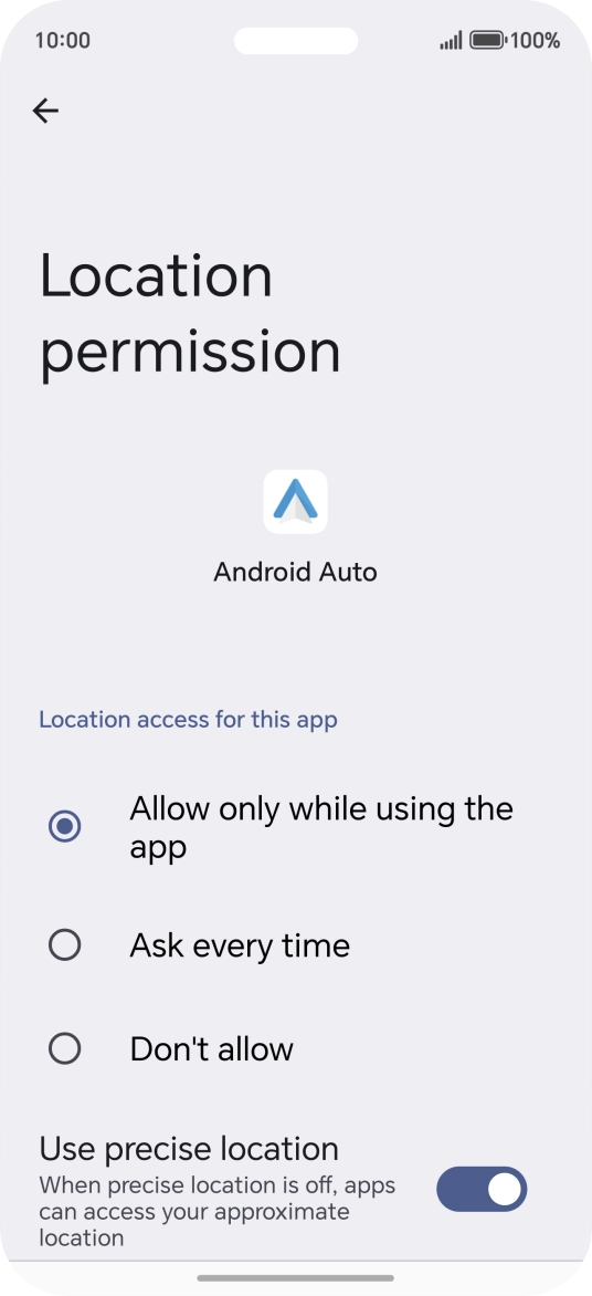 Press the required setting.