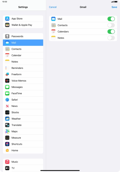If this screen is displayed, you email account has been recognised and set up automatically. Follow the instructions on the screen to key in more information and finish setting up your tablet.