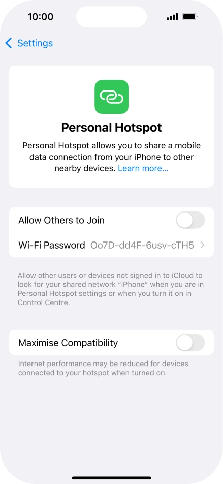 Press Wi-Fi Password and key in the required password.