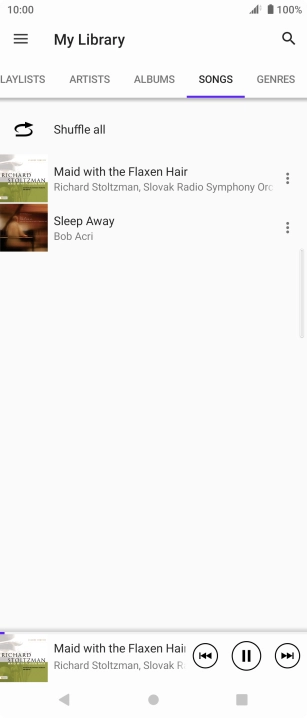 Press the song title at the bottom of the screen.