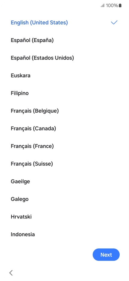 Press the required language.