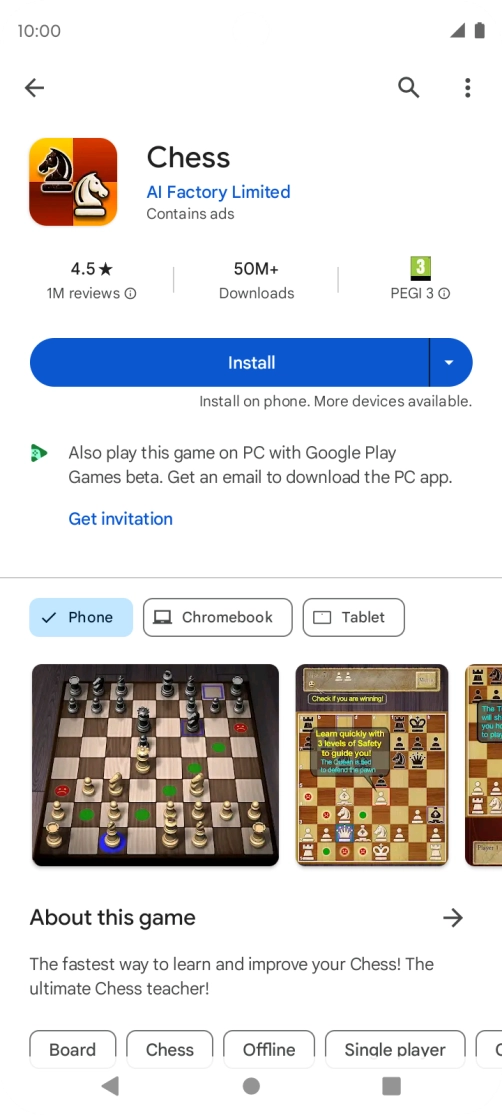 Press Install and follow the instructions on the screen to install the app.