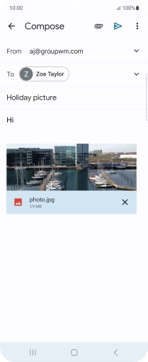Press the send icon when you've finished your email.