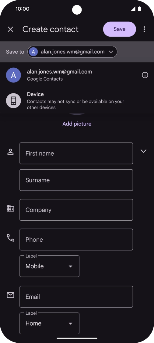 Press the required Google account.