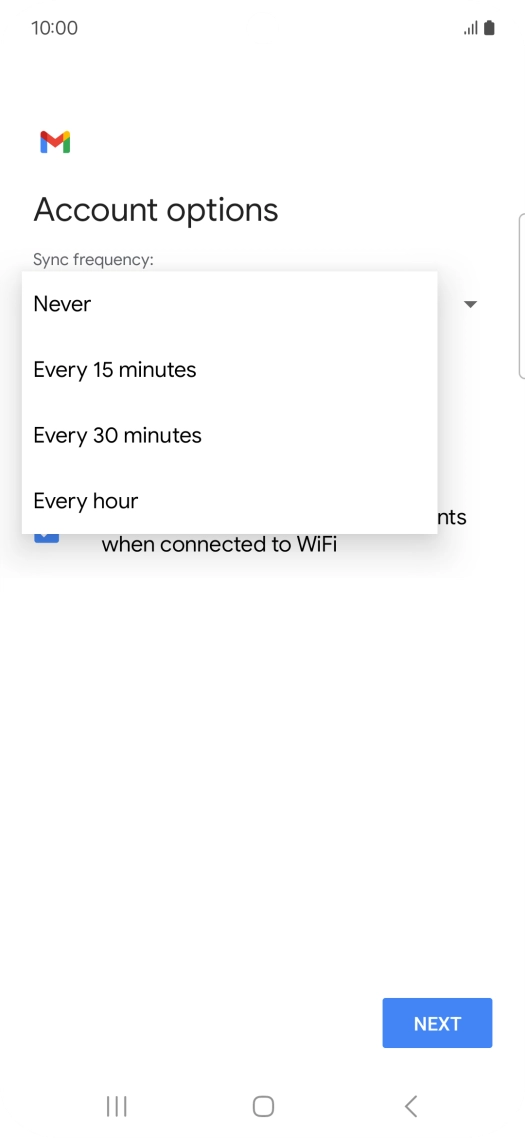 Press the required setting.