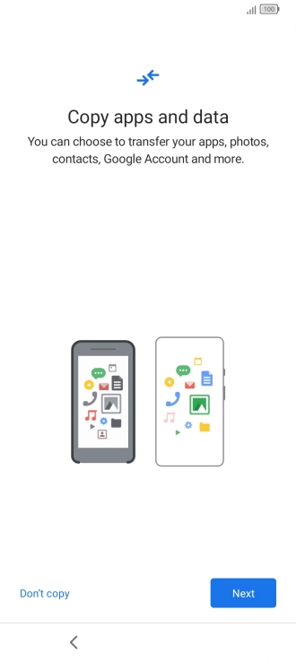 You can transfer the contents of another phone to your phone when it's activated for the first time and after a factory reset. When this screen is displayed, your phone is ready to transfer contents from another phone.
