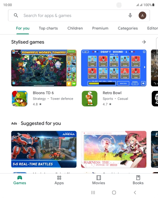 Press the search field.