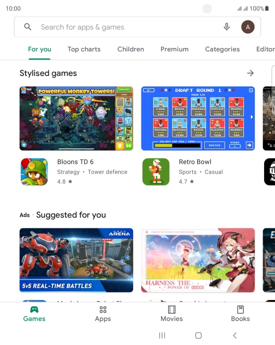 Press the search field.