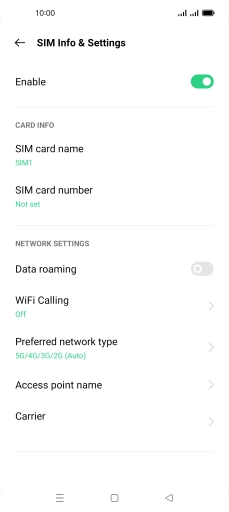 Press Preferred network type.