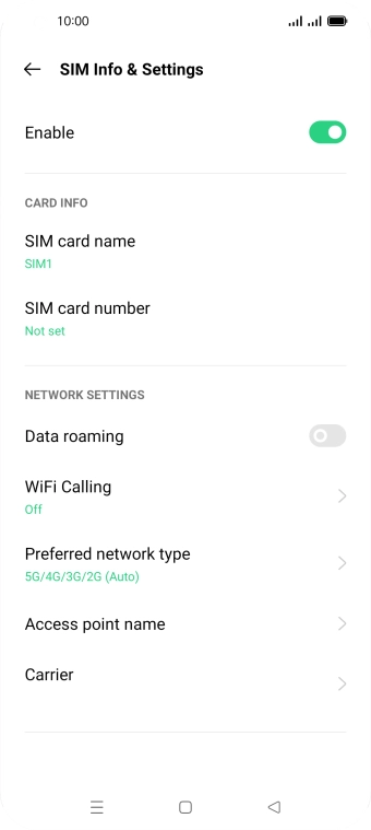 Press Preferred network type.