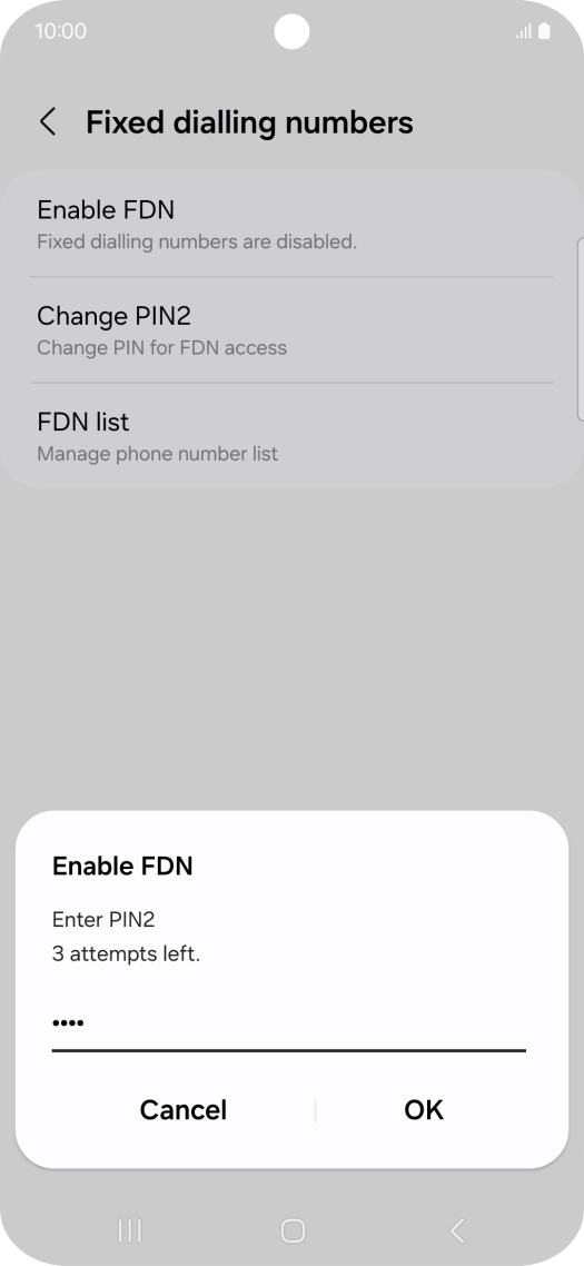 Key in your PIN2 and press OK. The default PIN2 is 0000.