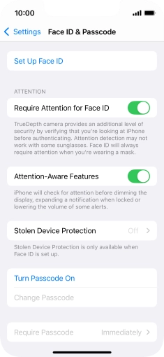Press Turn Passcode On and key in a phone lock code of your own choice twice.