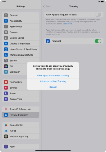 If you turn off the function, press the required setting.
