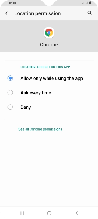 Press the required setting.