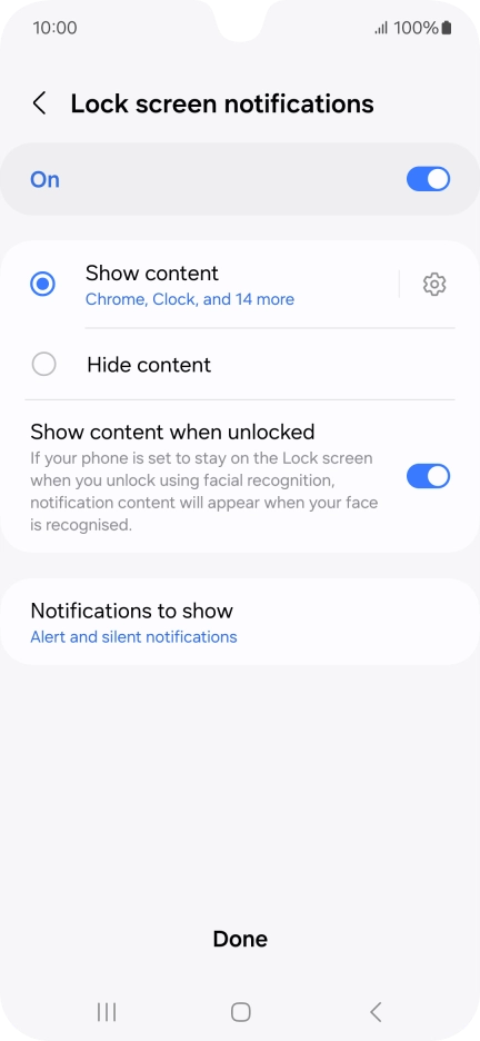 Press the required settings to turn them on or off.