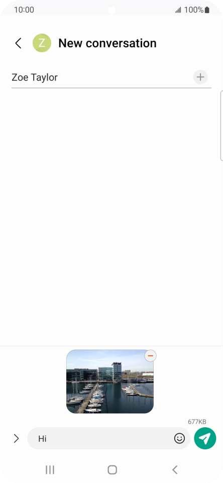 Press the send icon when you've finished your MMS.