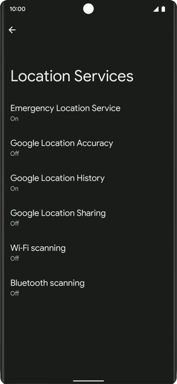 Press Google Location Accuracy.