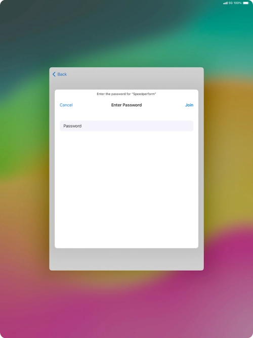 Key in the password for the Wi-Fi network and press Join.