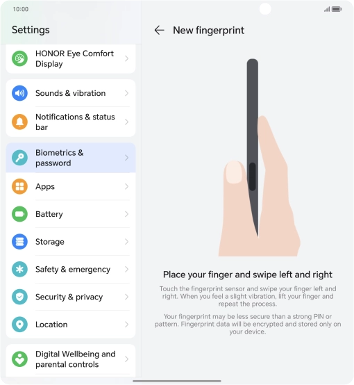Follow the instructions on the screen to create the phone lock code using your fingerprint.