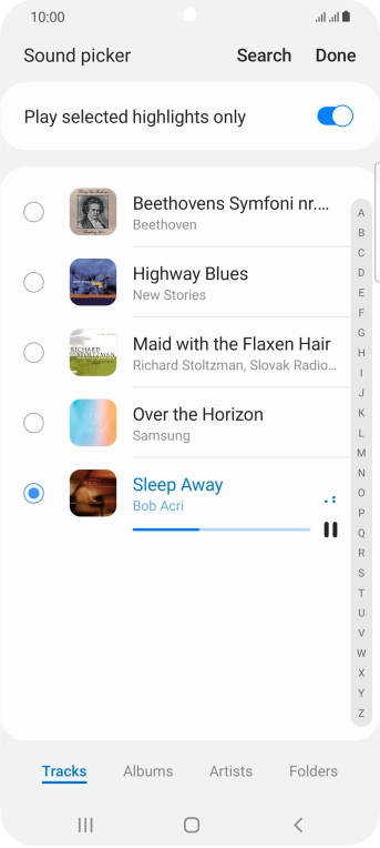 Once you've found a ring tone you like, press Done.