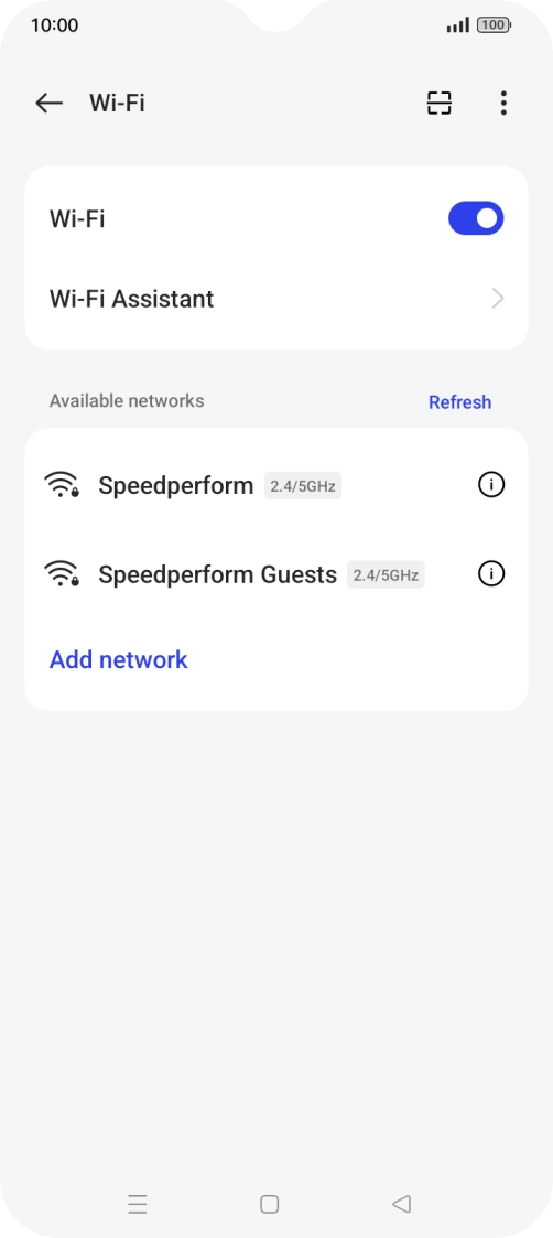 Press the required Wi-Fi network.