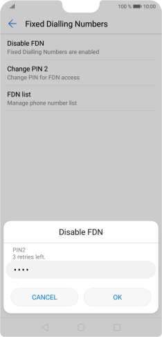 Key in your PIN2 and press OK. The default PIN2 is 0000.