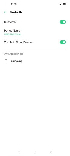 Press the required Bluetooth device and follow the instructions on the screen to pair the device with your phone.