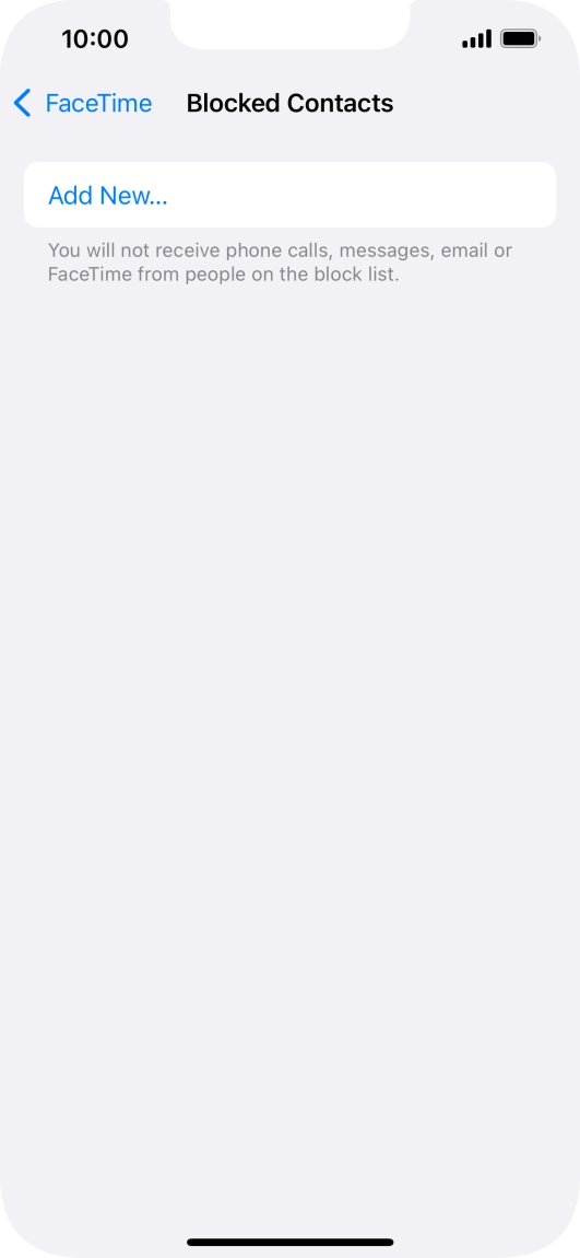 Press Add New... and follow the instructions on the screen to block a contact.