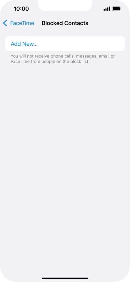 Press Add New... and follow the instructions on the screen to block a contact.