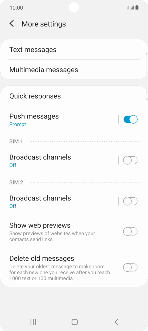 Press Text messages.