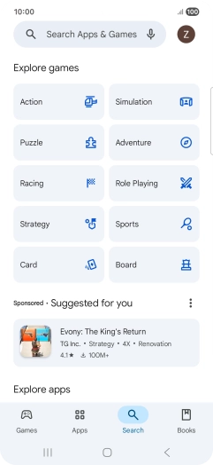 Press the search field.