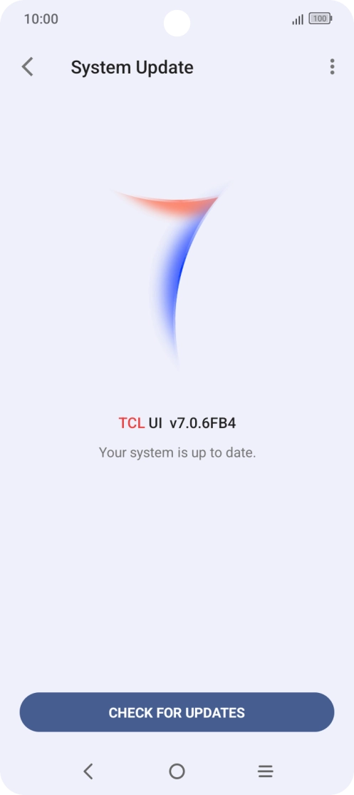 Press CHECK FOR UPDATES. If a new software version is available, it's displayed. Follow the instructions on the screen to update the phone software.