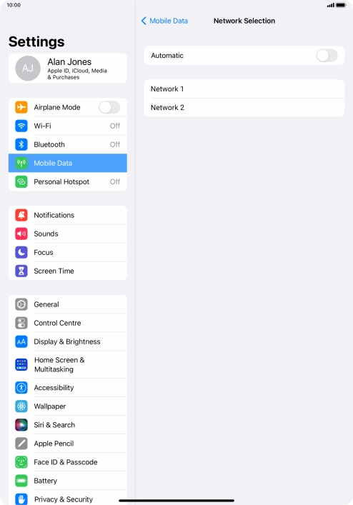 If you turn off the function, press the required network.