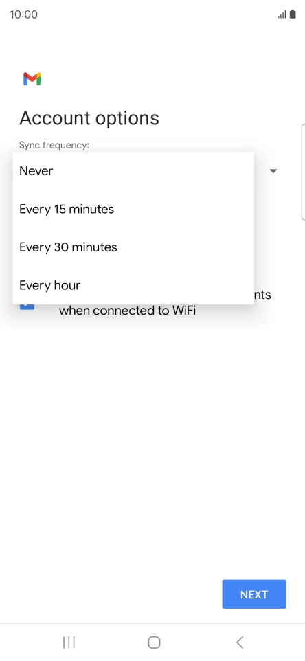 Press the required setting.