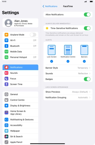 Press the indicator next to 